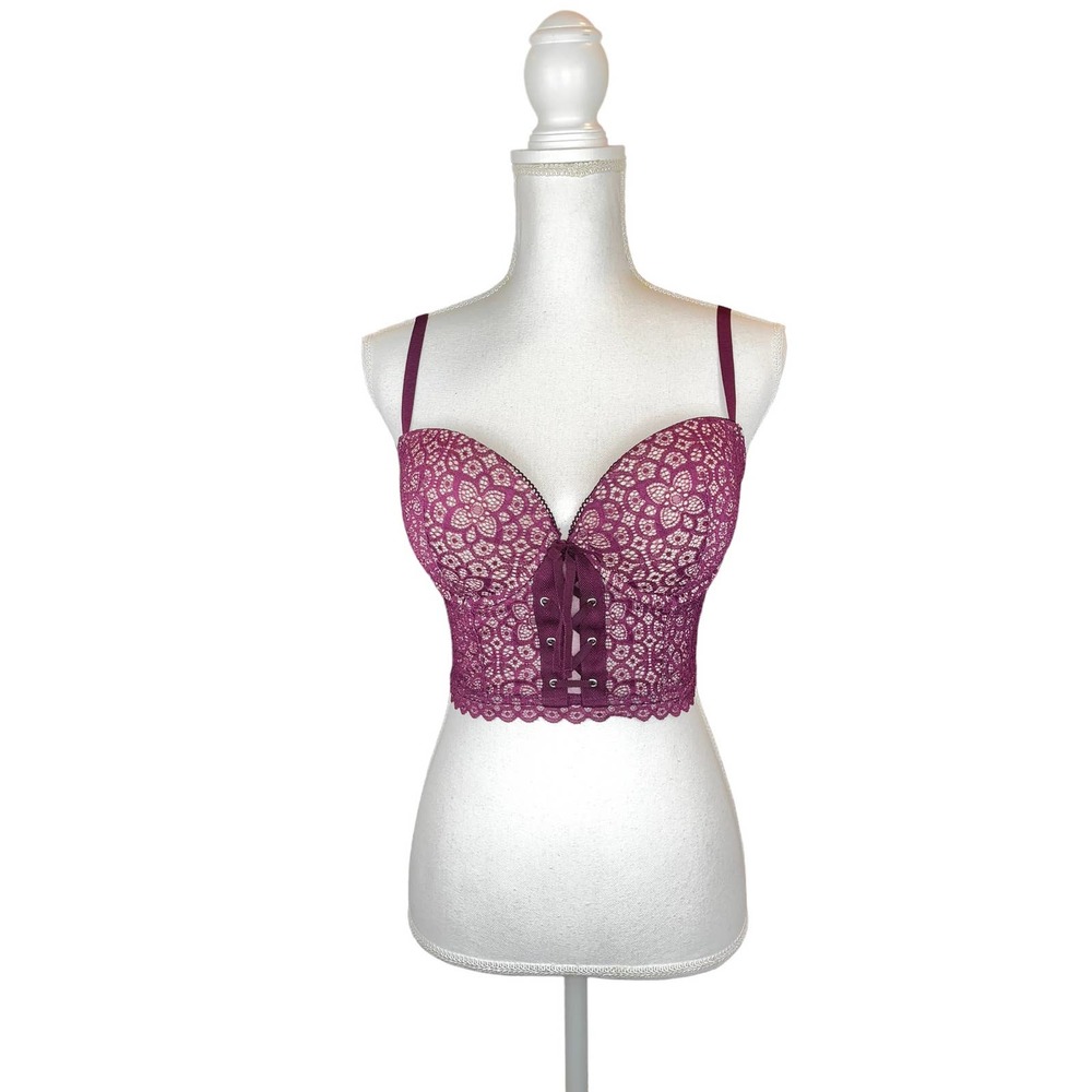 Victoria’s Secret Burgundy Padded Demi Corset top women’s size 34DD